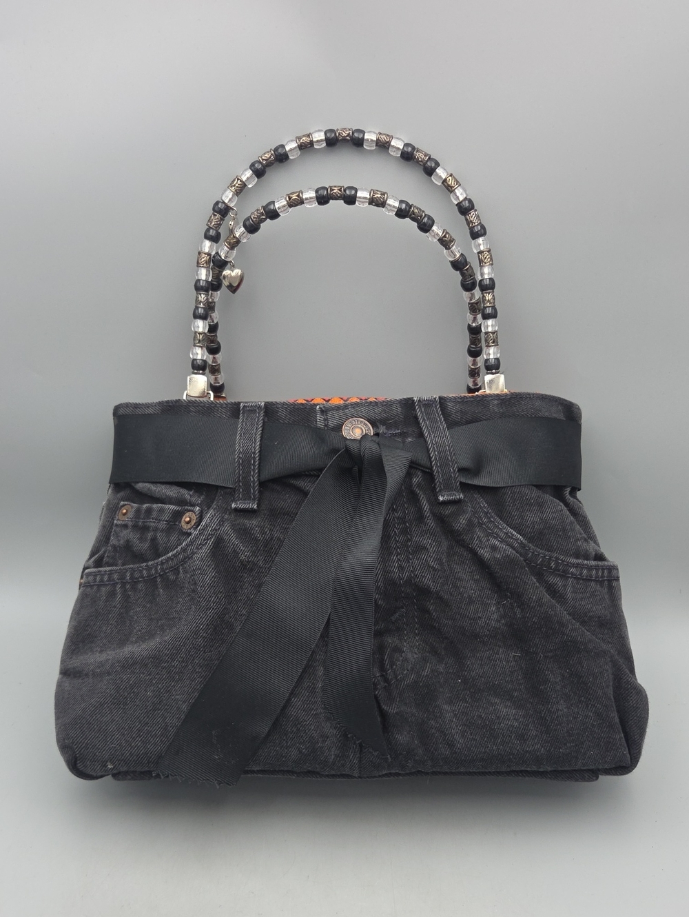 Levi's Denim Purse Jeans Bag Handmade Boho Handbag Biker Chick Black